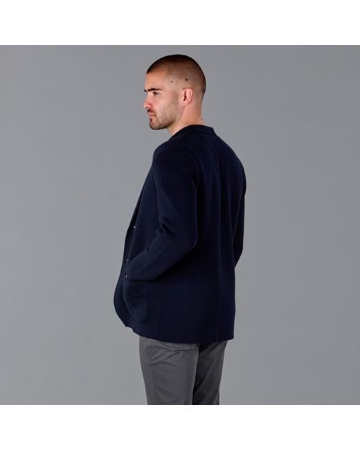 Paul James Knitwear Blue Cotton Deconstructed Knitted Gabriel Blazer for men