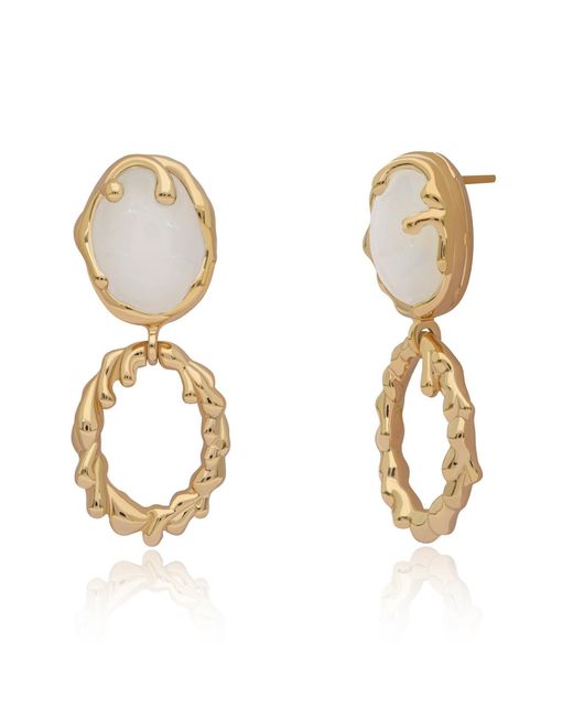 Preeti Sandhu Metallic Neutrals Molten Flame Moonstone Earrings