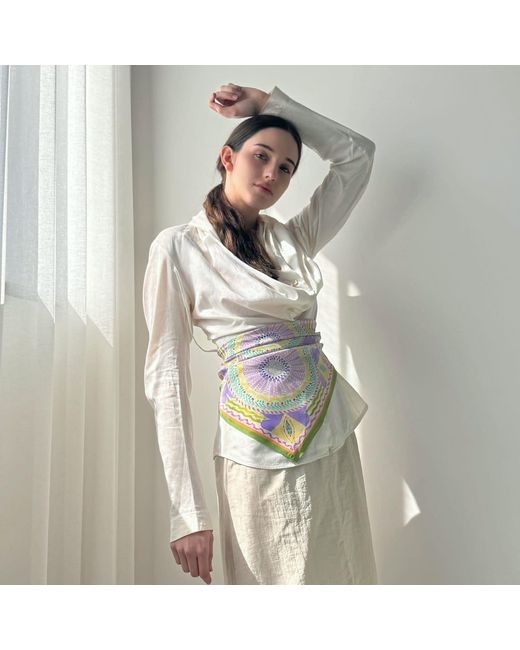 Maraethra Pink Lunar Mandala Silk Square Scarf