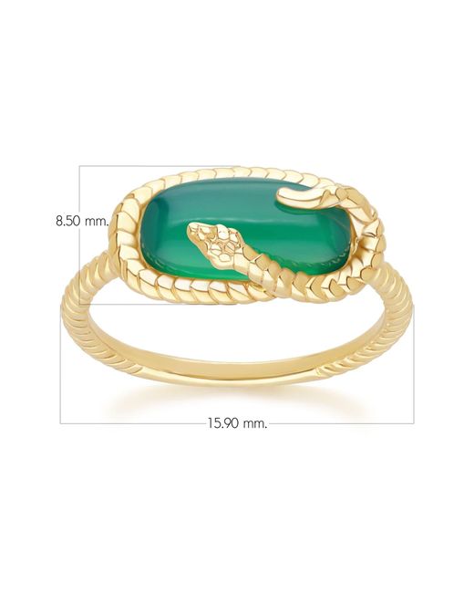 Gemondo Metallic Ecfew Chalcedony Snake Ring In Gold Plated Sterling Silver
