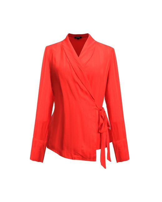 Smart and Joy Red Warp Long Sleeves Blouse