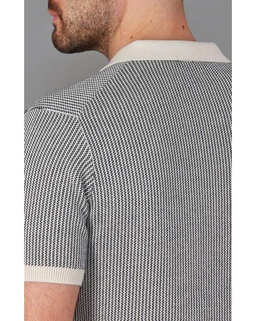 Paul James Knitwear Gray Mens Lightweight Cotton Gallo Fishermans Buttonless Polo Shirt for men
