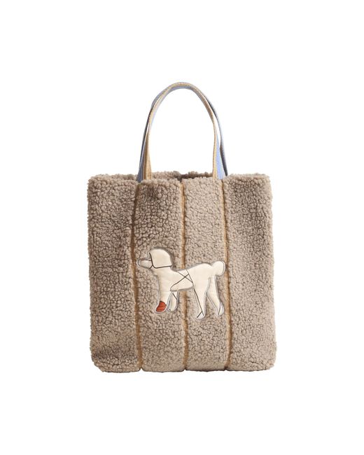 Lost Pattern Brown "Pan Pan" Shearling Tote Bag