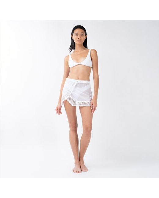 Kim Foley White Shortie Sarong Beach Cover-Up Athletic Wrap Skirt