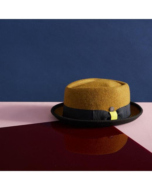 Dasmarca Hats Brown Jackson Mustard Wool Felt Two Toine Porkpie Hat for men
