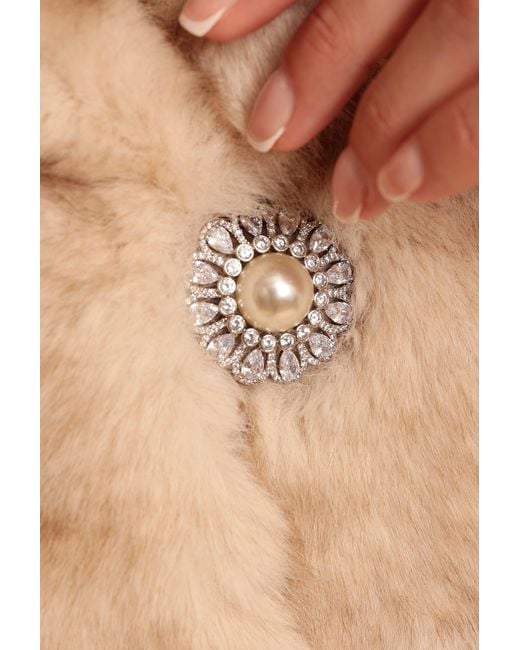 Santinni Natural Neutrals 'Hollywood' Faux Fur Coat