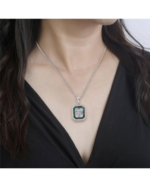 Artisan Metallic Emerald & Diamond Geometric Pendant