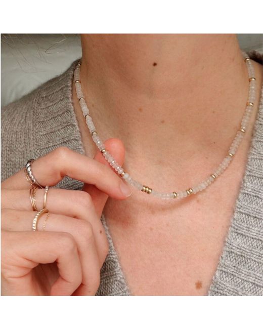 Herself Collections Metallic Moonstone Morse Code Necklace
