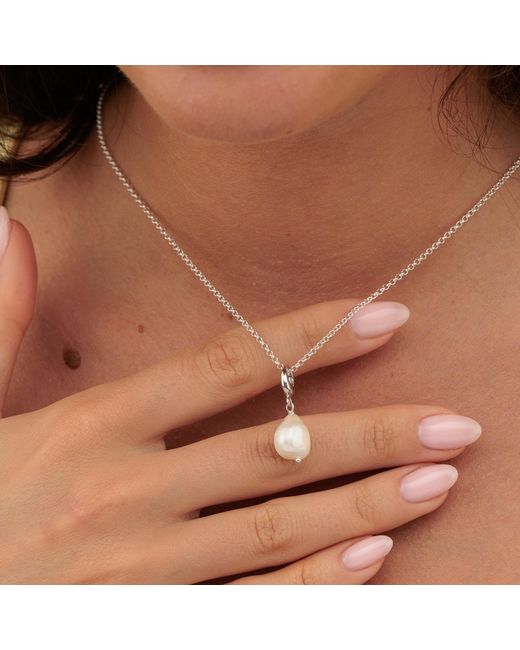 Lily Charmed Metallic Sterling Baroque Pearl Charm Necklace