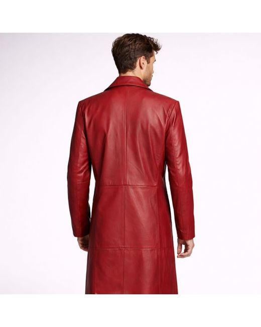 Zasta Studio Red The Planet Long Coat Leather Jacket for men