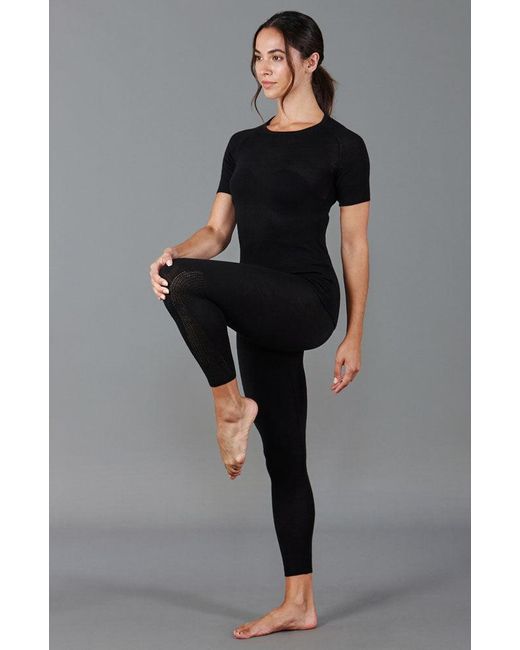 Paul James Knitwear Black Midweight Merino Activewear Selene T-Shirt