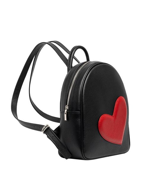 Laura Olaru Black Adda Leather Backpack With Heart Attached