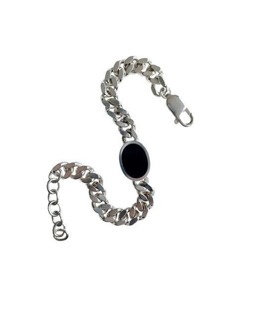 Fi Collection White Sterling Onyx Bracelet for men