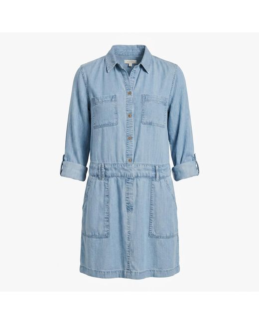 Modenaire Blue Denim Mini Dress Structured Button Front