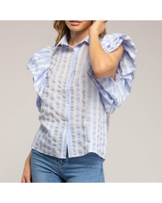 Tantra Spain Sl Blue Striped Shirt With Puffed Sleeves