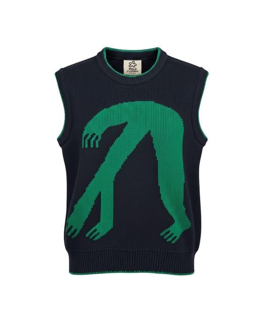 Wild Clouds Green Organic Cotton Knit Jumper Vest