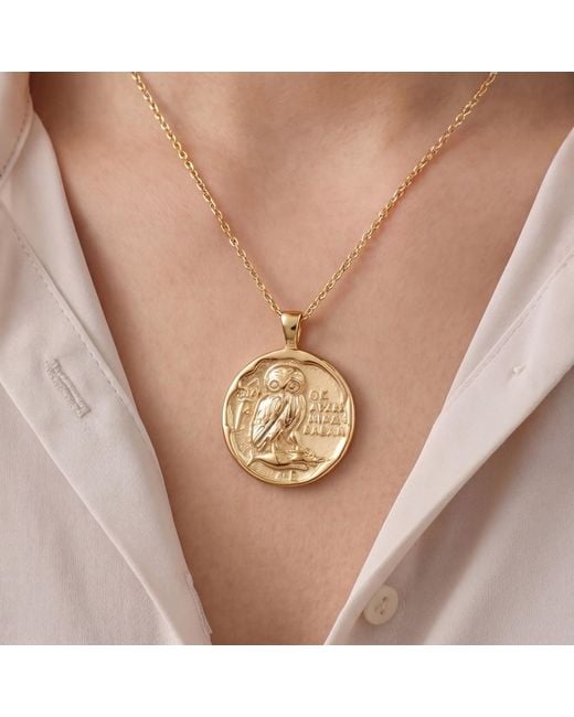 Ormiro Metallic Athena's Owl Greek Coin Vermeil Necklace