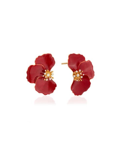 Milou Jewelry Red Poppy Flower Earrings