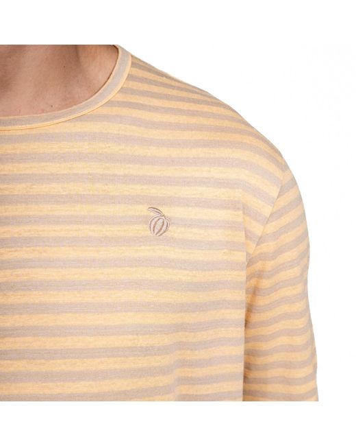 Maison Tangerine Natural Linen T-Shirt Honey Stripes For for men