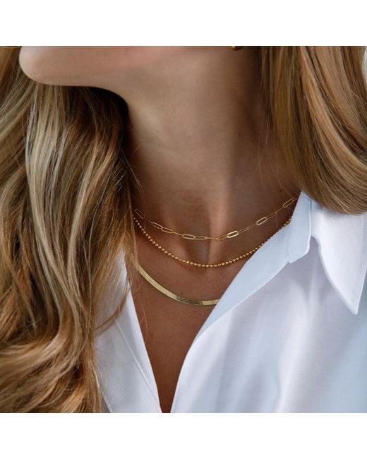 Argento Vivo Metallic Thin Herringbone Chain Necklace