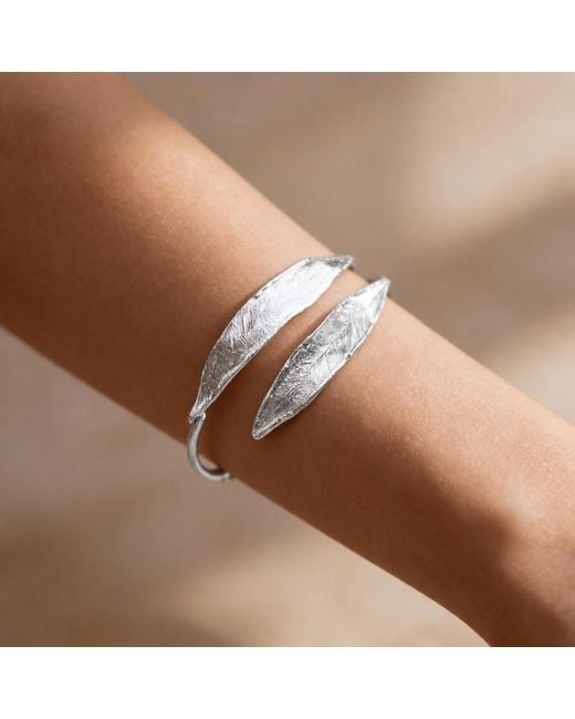 Mother Nature Jewelry White Leaf Bracelet, Handmade Cuff