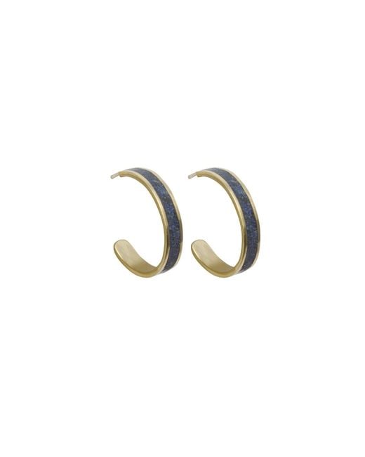 Zeworks Metallic Kai Lapis Lazuli Hoop Earrings