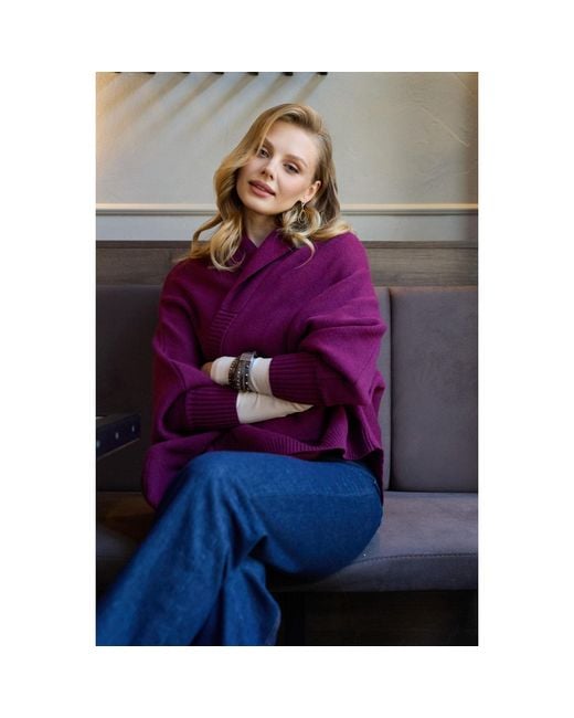 Saachi Purple Open Front Oversized Cardigan Sweater