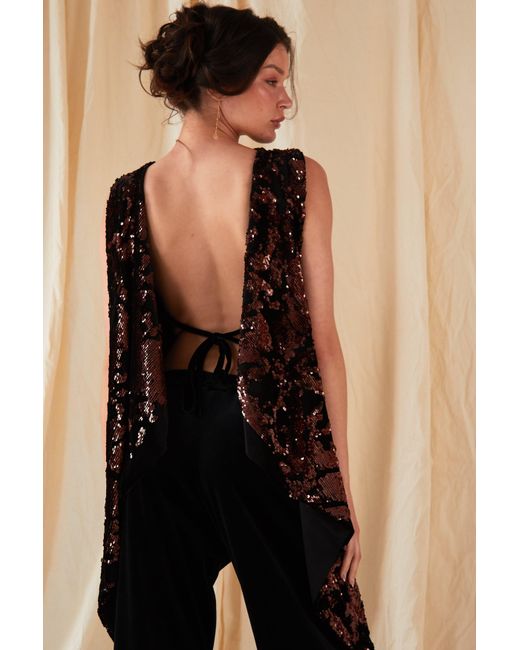 Sarvin Black Wide Leg Velvet Trousers