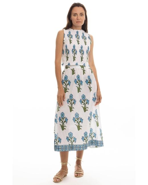 Bindu Blue Brigitte Top. Blossom