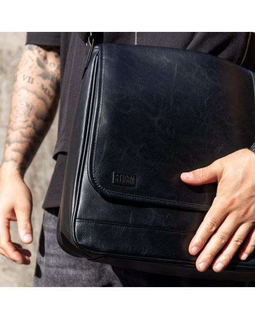 Storm Black Atlas Panelled Messenger for men