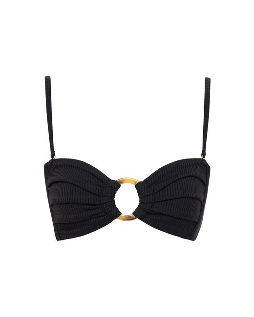 Montce Black Rib Tori Bandeau Bikini Top