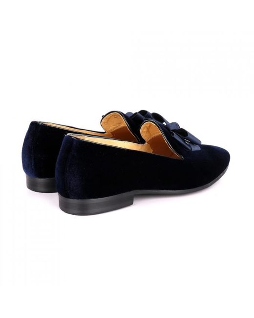 DAVID WEJ Blue Alfred Velvet Bow Tie Loafers for men
