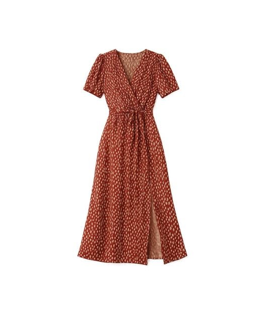 Yumi' Red Spot Wrap Midi Dress