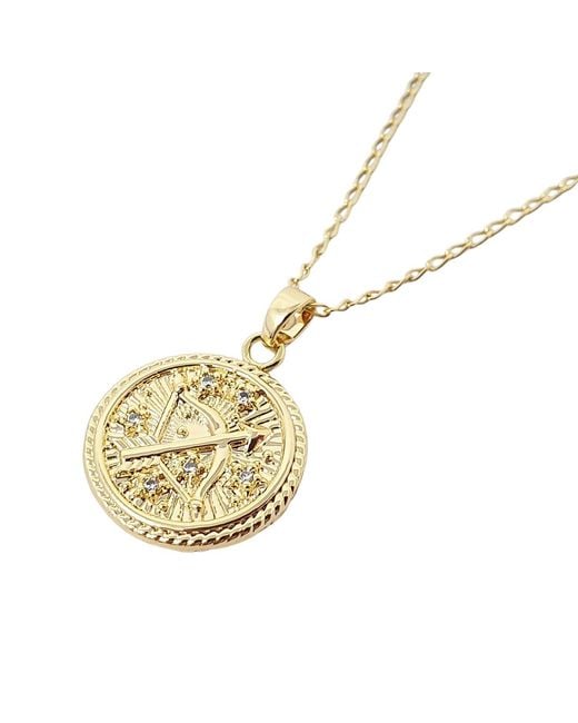 Harfi Metallic Sagittarius Plated Zodiac Astrology Pendant Charm Necklace