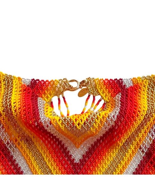 Iliana Arrazola Orange Scarf Fringe Necklace, And