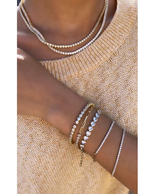 SHYMI Metallic Bezel-Set Heart Tennis Bracelet