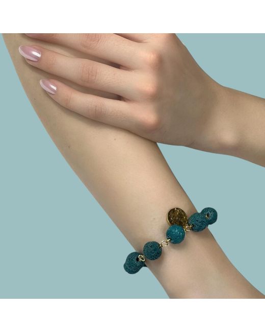 By Virgo Blue Aurelia Lava Stone Beaded Bracelet