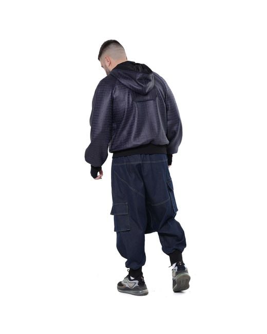 Metamorph Blue Croc-Effect Bomber Jacket for men