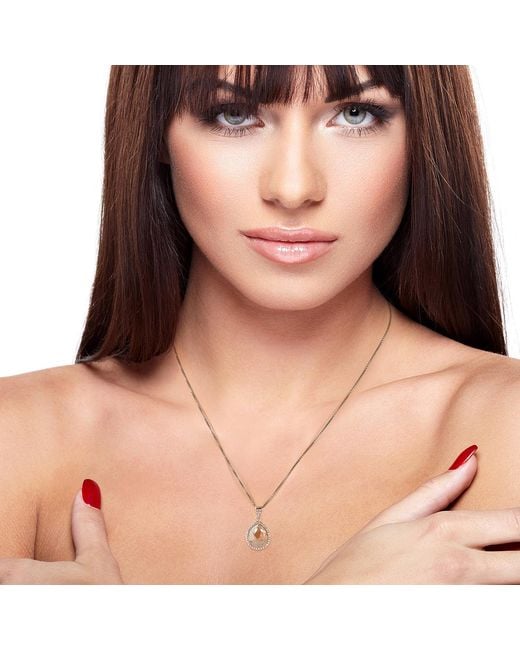 Artisan Brown Ice Diamond Halo Pear Pendant