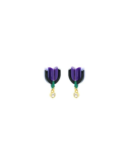 Gissa Bicalho Blue Acrylic Handmade Earring S Alamanda Aubergine