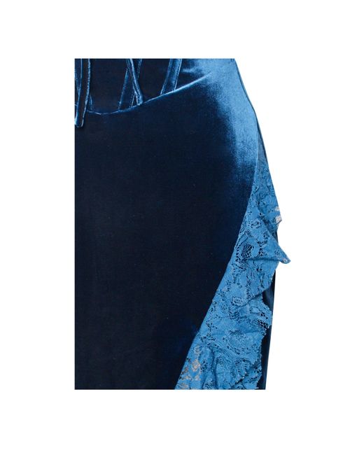 Miss Circle New York Blue Odilia Lace Velvet Maxi Dress