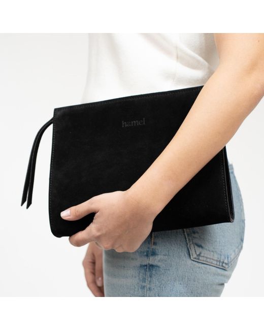 Hamel Atelier Black Mitte Suede Clutch Bag