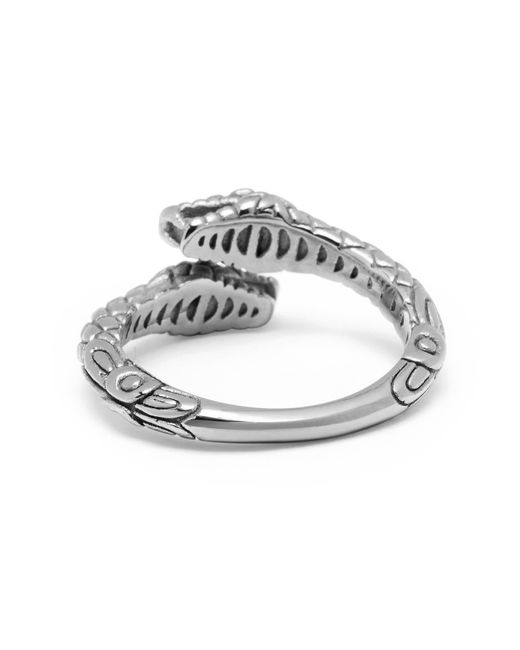 Nialaya White Stainless Steel Vintage Snake Ring for men