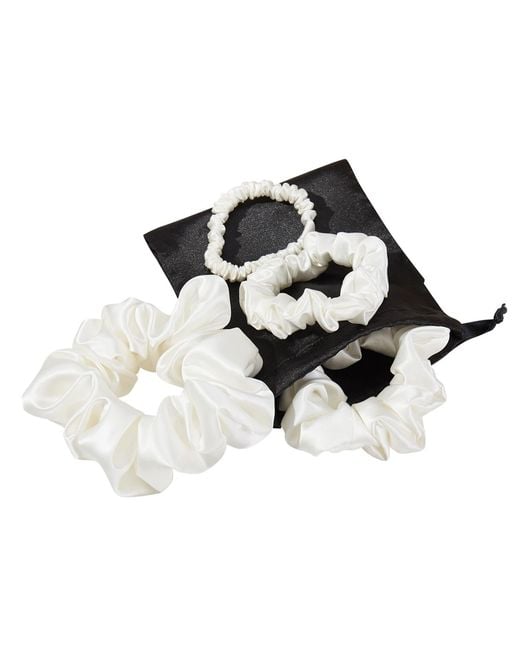 Soft Strokes Silk Black Set Of Four Pure Mulberry Silk Scrunchies