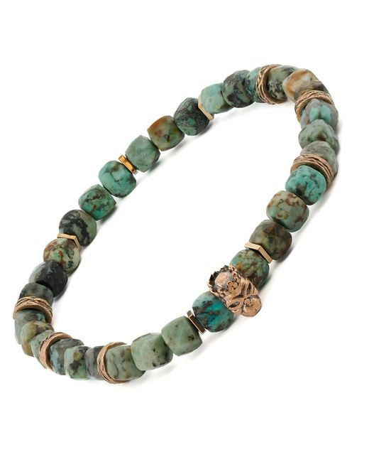 Ebru Jewelry Green King Skull Stone Good Fortune Beaded Bracelet for men