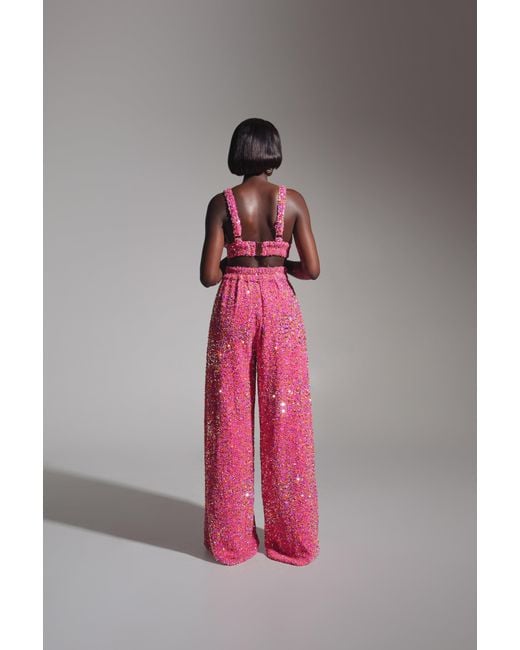 Ofuure Pink Liza Sequin Bra Top