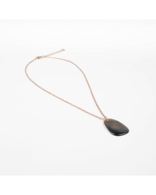 LIKHÂ Metallic Mother-Of-Pearl Trapezoid Necklace With Rose Chain