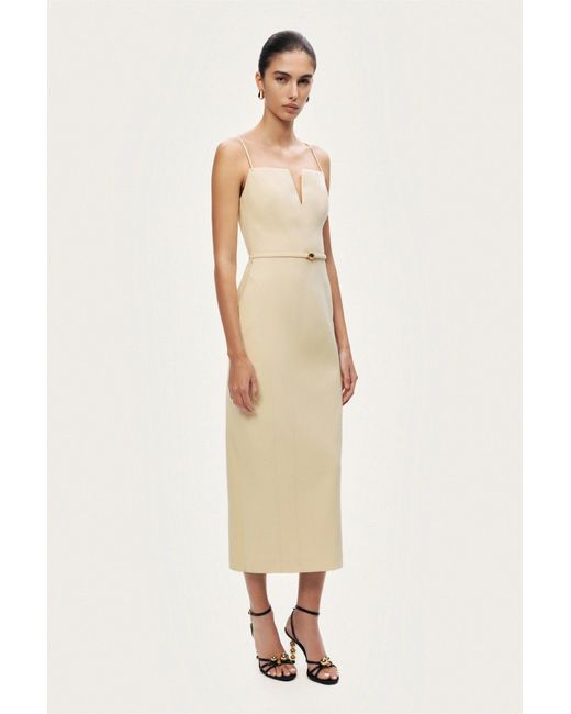 Nocturne White Strappy Belted Midi Dress