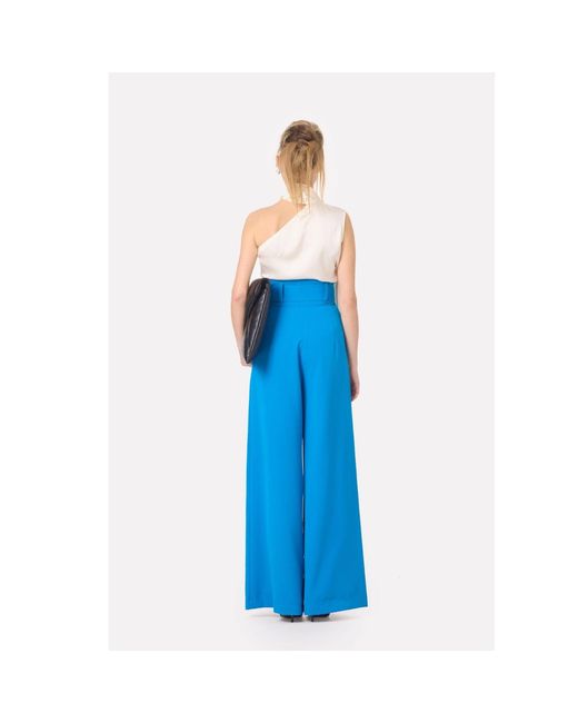 Julia Allert Blue High Waist Long Wide Leg Trousers – Bright