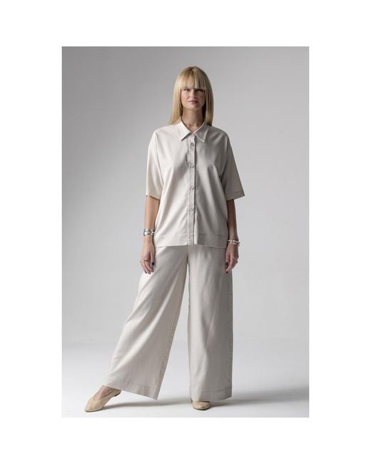 Oh!Zuza Gray Neutrals Meryl Linen Viscose Pyjama Set Wide Trousers